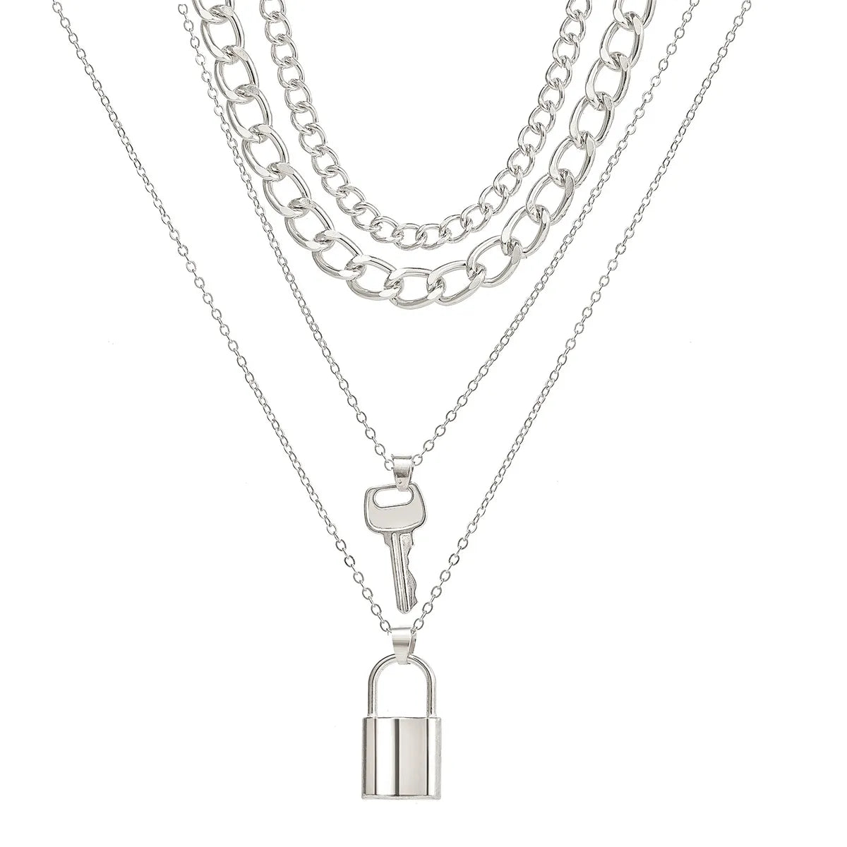 New Fashion Style Creative Key Lock Pendant Four-layer Necklace