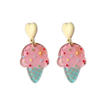 New Fashion Summer Ice Cream Girly Cute Earrings Niche Pink Ice Cream Fun Acrylic Ear Clip