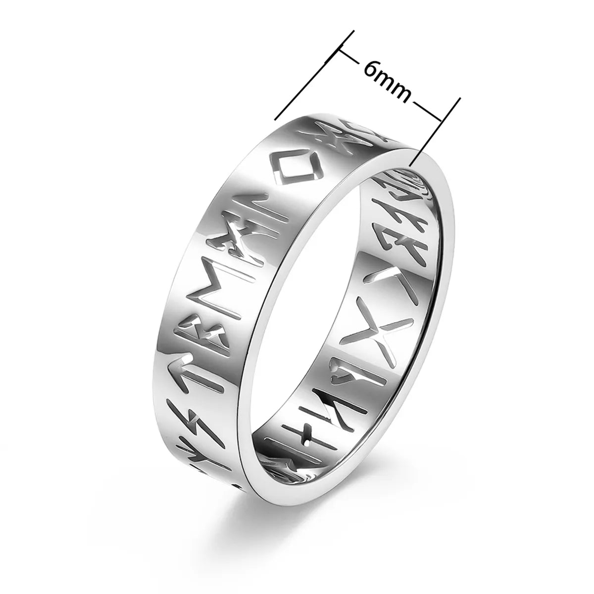 New Fashion Text Hollow Luen Rune Men And Women Simple Stainless Steel Ring