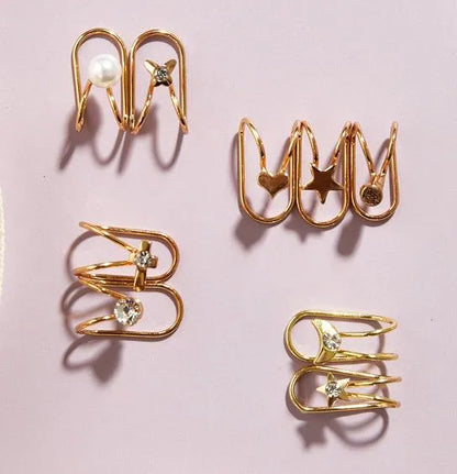 New Fashion U-Shaped Pierced Ear Clip 9 Piece Set Creative Retro Simple Alloy Gold Ear Clip