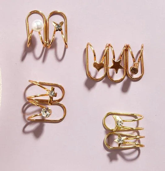 New Fashion U-Shaped Pierced Ear Clip 9 Piece Set Creative Retro Simple Alloy Gold Ear Clip