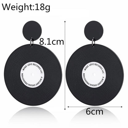 New Fashion Vinyl Record Round Earrings Simple Earrings