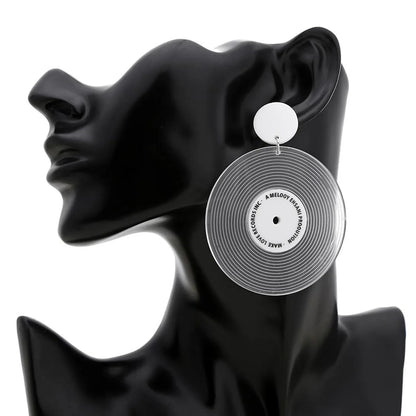 New Fashion Vinyl Record Round Earrings Simple Earrings