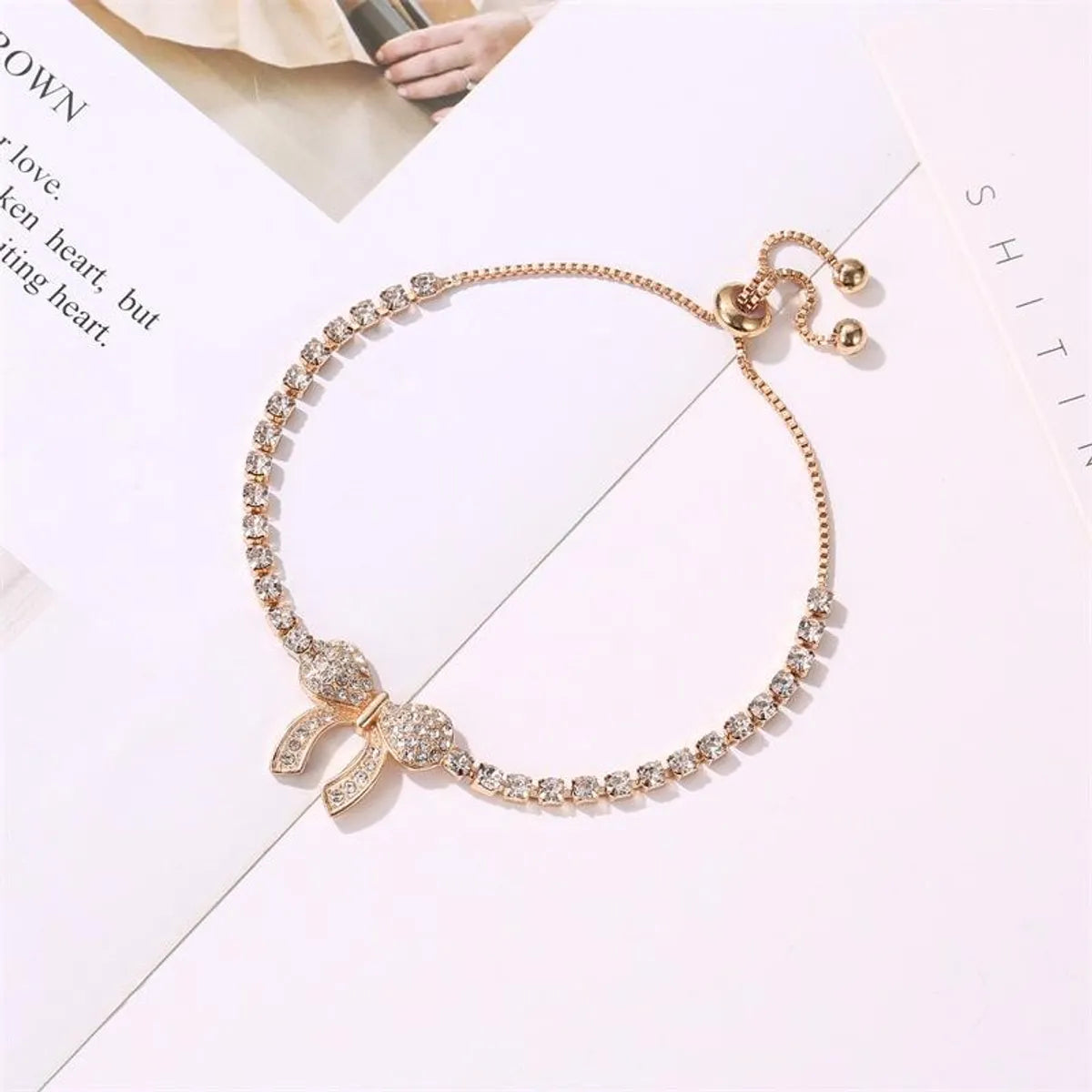 New Fashion Wild Bracelet Inlaid With Diamond Butterfly Bracelet Fashion Crystal Adjustment Bead Bracelet