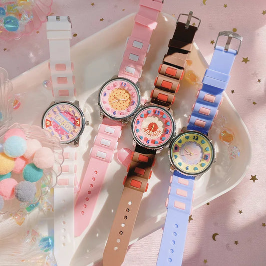 Sweet Cartoon Buckle Electronic Women'S Watches