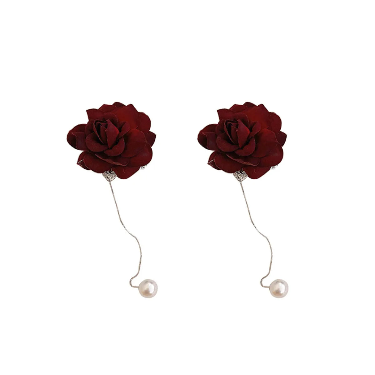 New Flower Pearl Ear Line Retro Fashion Simple Alloy Earrings Female