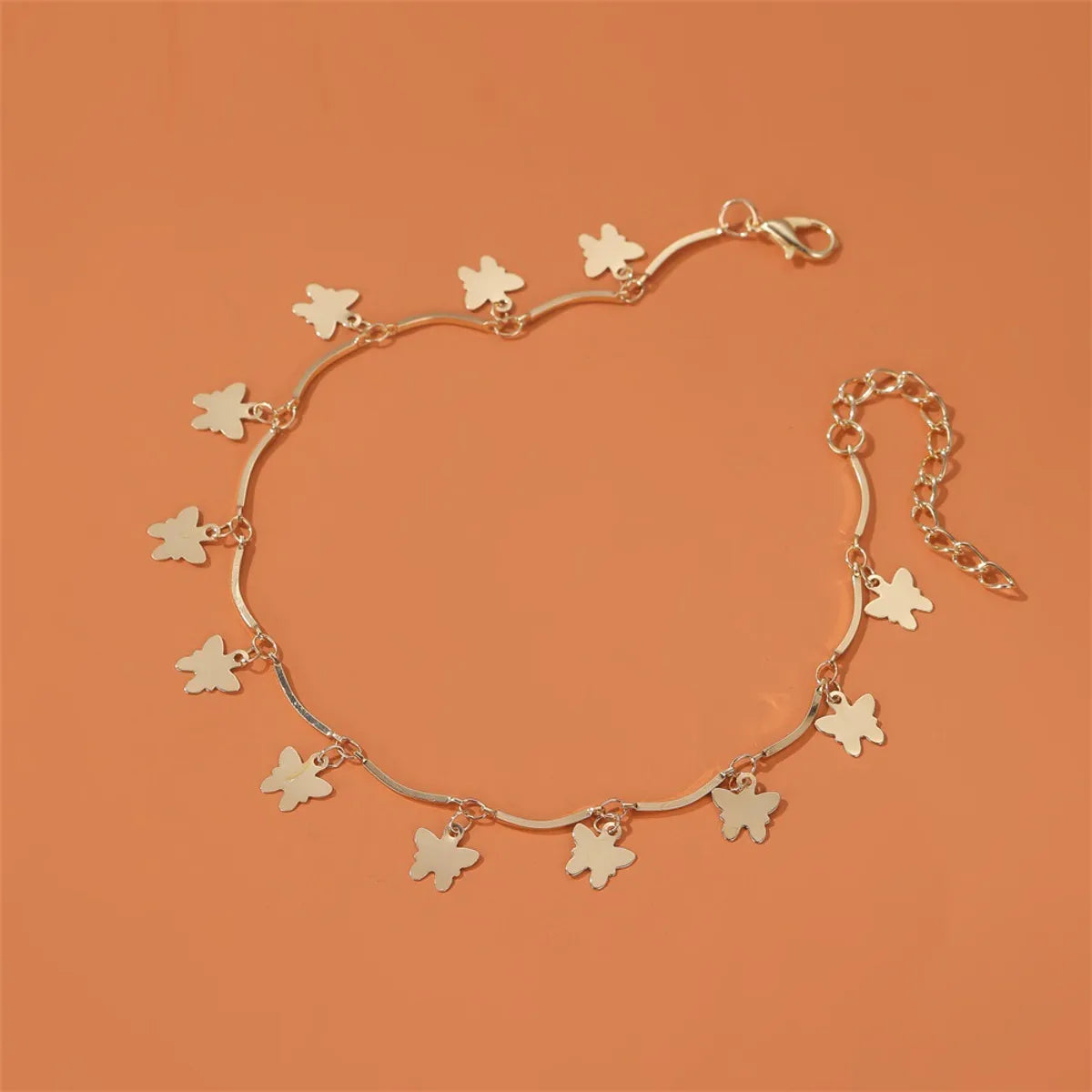 Simple Style Butterfly Alloy Plating No Inlaid Women'S Anklet