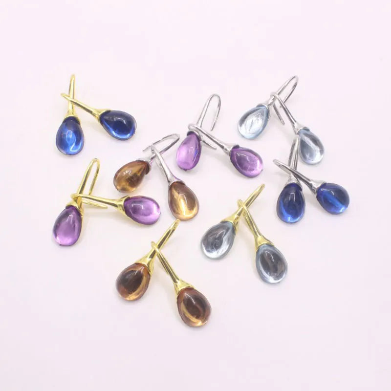 Cross-Border Hot Sale New Four-Color Inlaid Cat'S Eye Earrings European And American Fashion Holiday Gift Water Drop Earrings