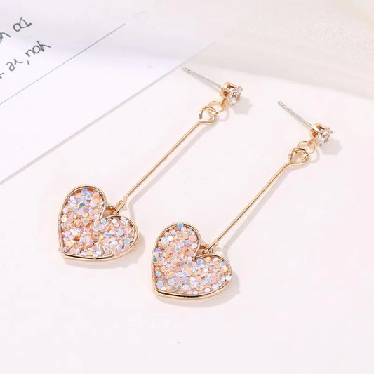 Heart Diamond Alloy Artificial Gemstones Earrings