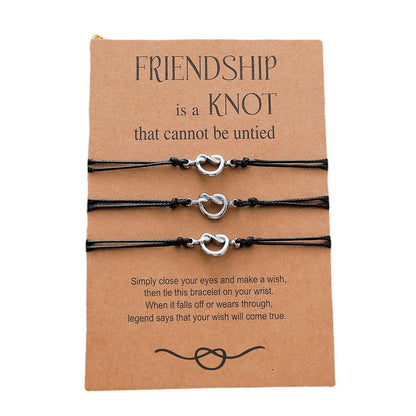 New Friendship Card Fine Polishing Oil Pressure Stainless Steel Knot Braided Bracelet Set