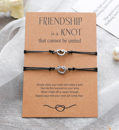 New Friendship Card Fine Polishing Oil Pressure Stainless Steel Knot Braided Bracelet Set