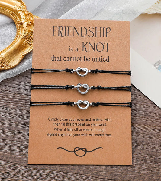 New Friendship Card Fine Polishing Oil Pressure Stainless Steel Knot Braided Bracelet Set