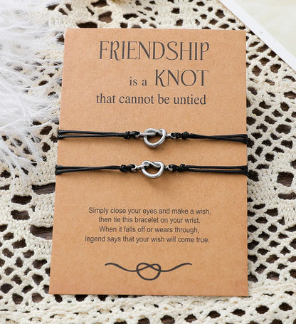 New Friendship Card Fine Polishing Oil Pressure Stainless Steel Knot Braided Bracelet Set