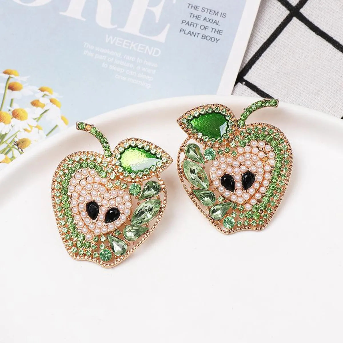 New Fruit Apple Earrings Diamond Earrings Wholesale