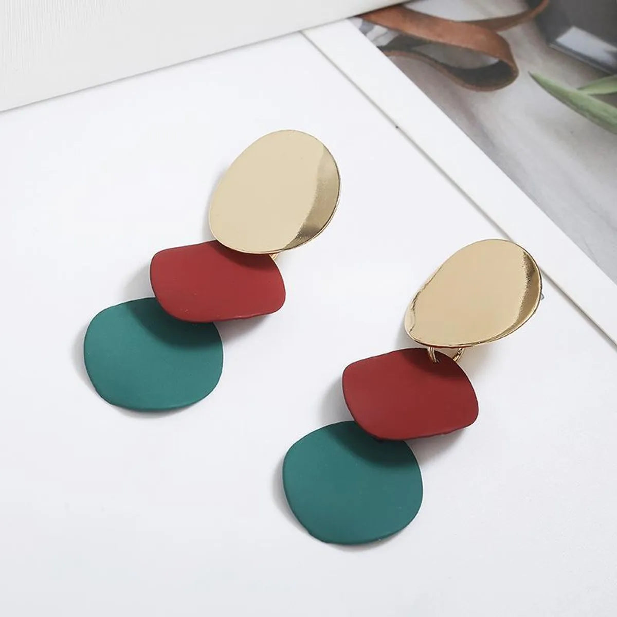 New Geometric Embossed Round Alloy Earrings Nhpf147181