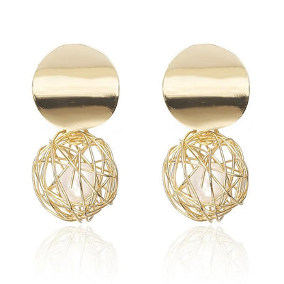 New Geometric Embossed Round Alloy Earrings Nhpf147181