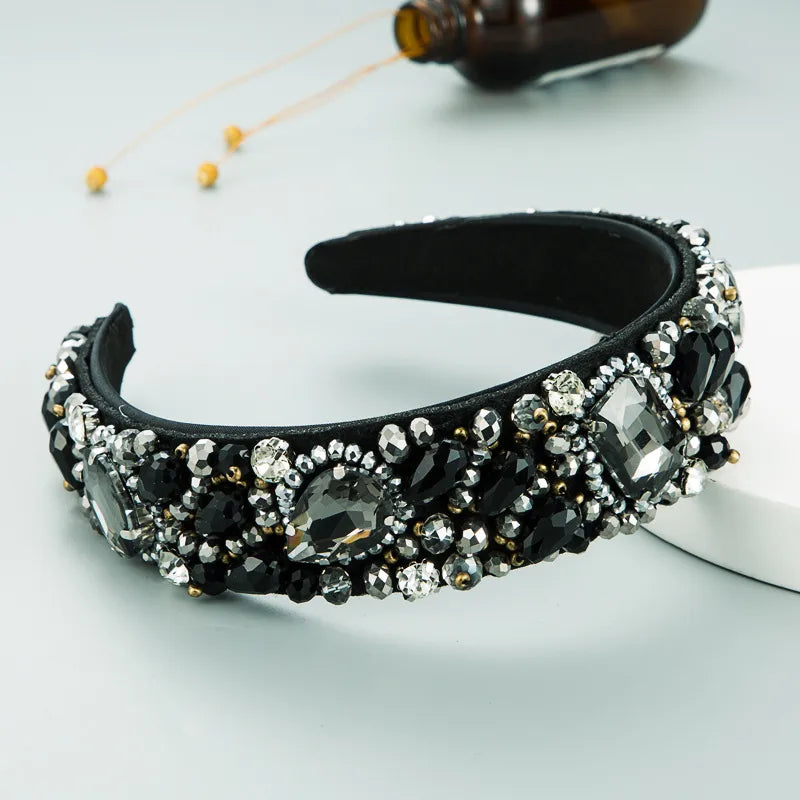 New Geometric Super Flashing Glass Diamond Crystal Fabric Headband