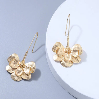 New Half-flower Long Earrings European And American Fashion Alloy Earrings