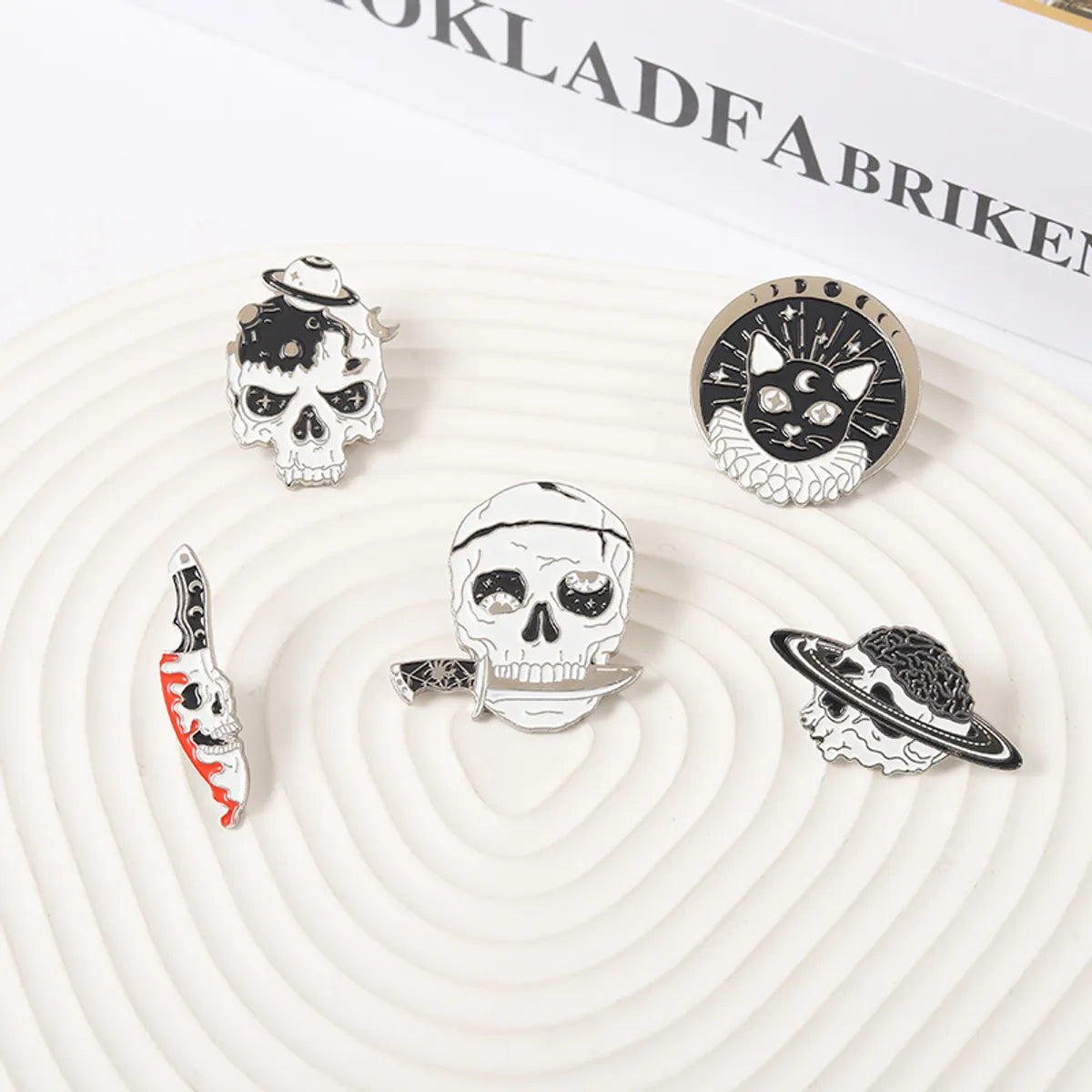 New Halloween Funny Horror Skull Shape Creative Punk Dripping Oil Alloy Badge