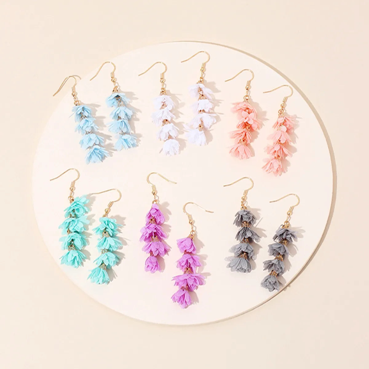 New Hand-woven Flower Earrings Ethnic Style Color Petal Ear Hooks Wholesale Gooddiy