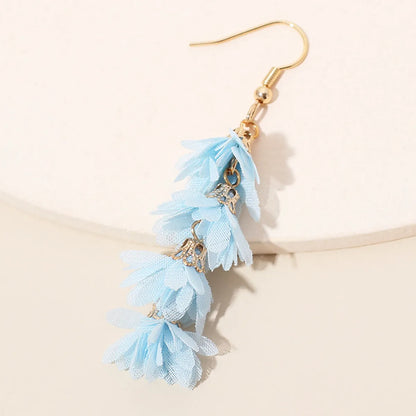 New Hand-woven Flower Earrings Ethnic Style Color Petal Ear Hooks Wholesale Gooddiy