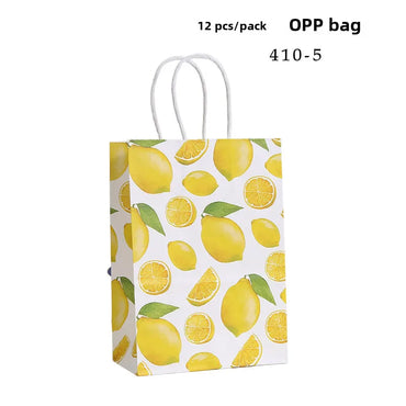 New Handbag Qingxia Lemon Printing Shopping Bag Fruit Gift Bag Seaside Casual Bag Kraft Paper Bag