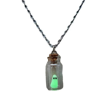 New Handmade Halloween Luminous Ghost Necklace Ornament Drift Bottle The Adopted A Ghost Necklac