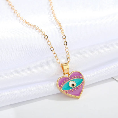 New Heart Blue Eye Multicolor Irregular Pendant Clavicle Chain Wholesale Nihaojewelry