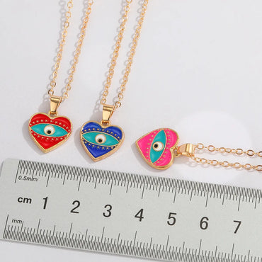 New Heart Blue Eye Multicolor Irregular Pendant Clavicle Chain Wholesale Nihaojewelry