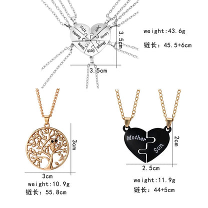 New Heart Letter Tree Stitching Pendant Mother‘s Day Necklace