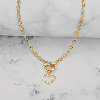 New Heart Pendent Ot Buckle Alloy Thick Clavicle Chain