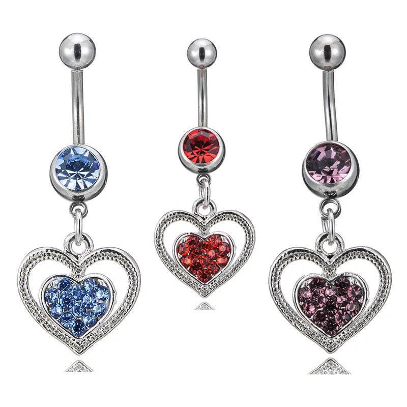 Fashion Heart Rhinestone Belly Ring