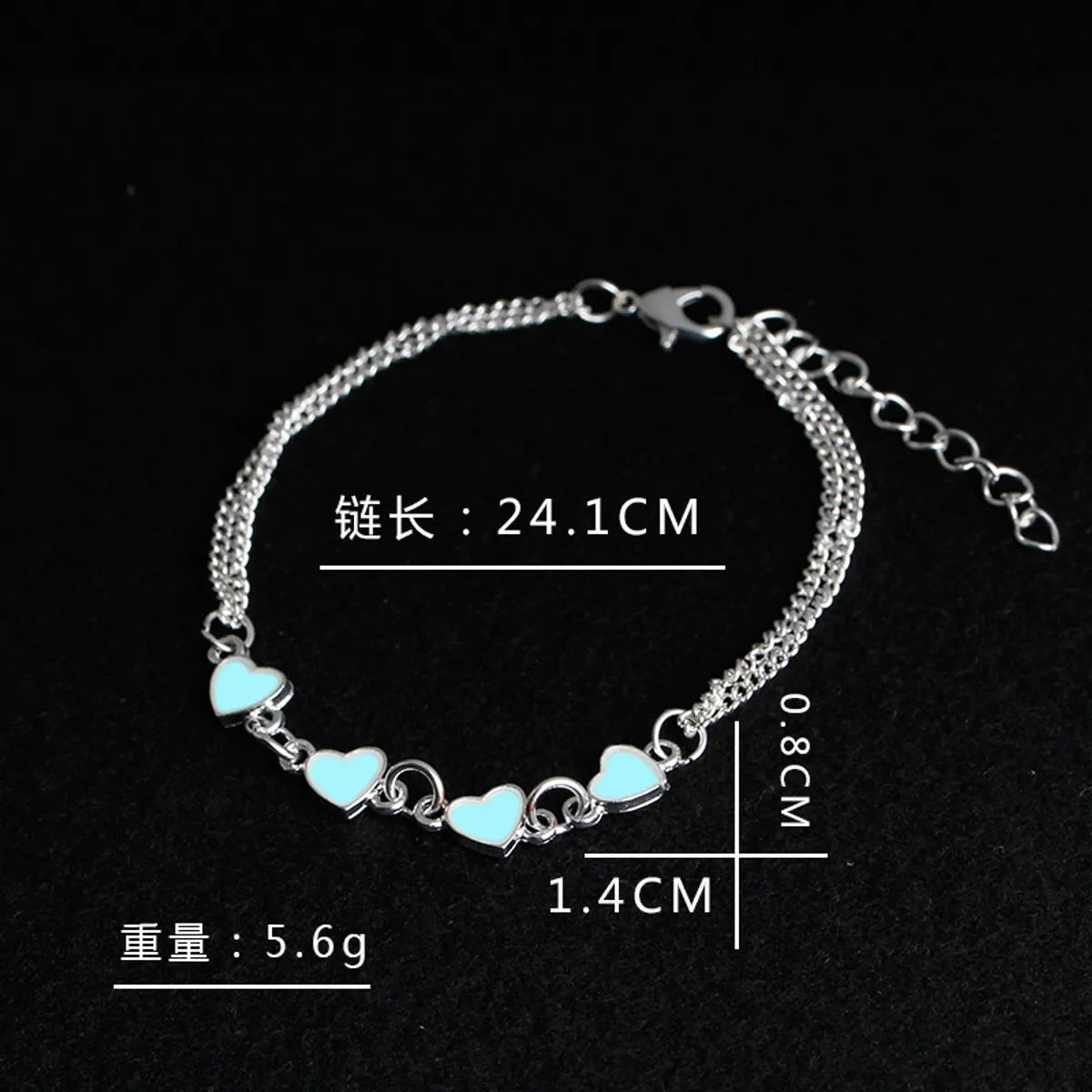 New Heart-to-heart Love-shaped Heart Luminous Ladies Trendy Bracelets Jewelry Wholesale