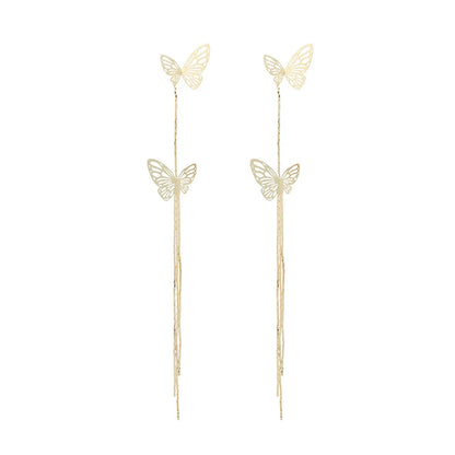 New Hollow Simple Long Tassel Butterfly Earrings Exaggerated Earrings Wholesale Gooddiy