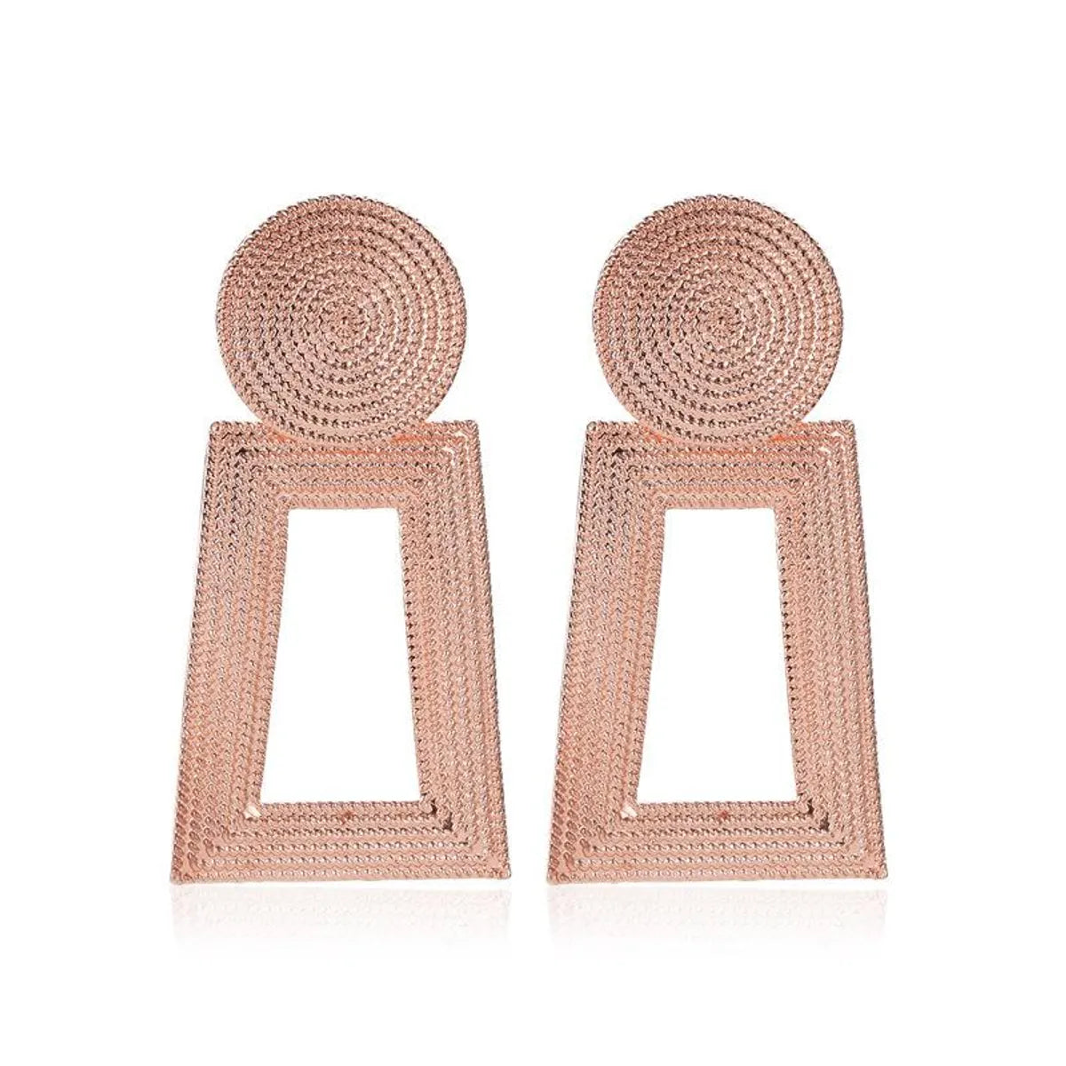 New Hollow Trapezoidal Earrings Temperament Geometric Pendant Earrings Female Square Grain Metal Earrings