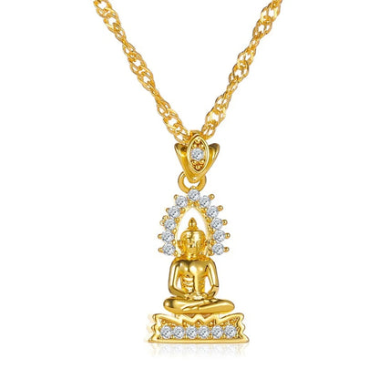 New Hot Sale Thailand Gold Plated Buddha Statue Pendant Necklace Nepal Buddhist Believers Men And Women Pendant Ornaments Wholesale Gooddiy