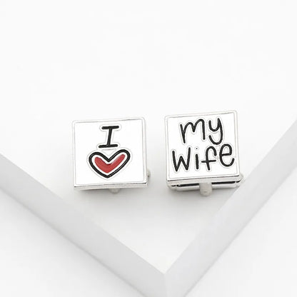 New I Love You My Wife Enamel Men'S Cufflinks