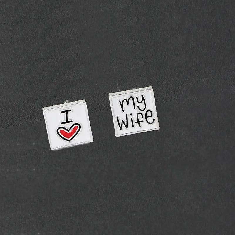 New I Love You My Wife Enamel Men'S Cufflinks