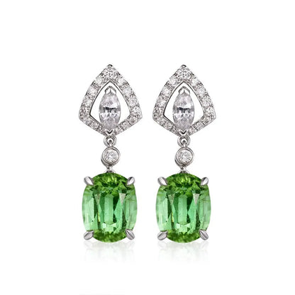 New Imitation Green Tourmaline Fashion Small Apple Pendant Copper Earrings