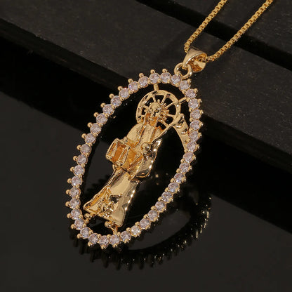 New Inlaid Zircon Madonna Of Death Pendant Necklace Wholesale Gooddiy