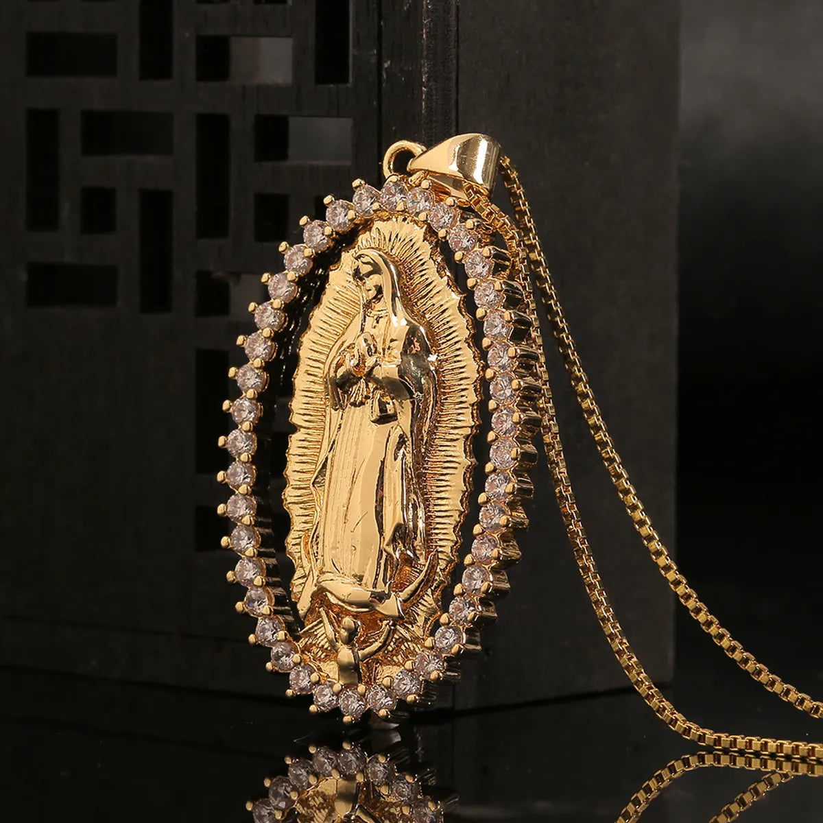 New Inlaid Zircon Madonna Of Death Pendant Necklace Wholesale Gooddiy