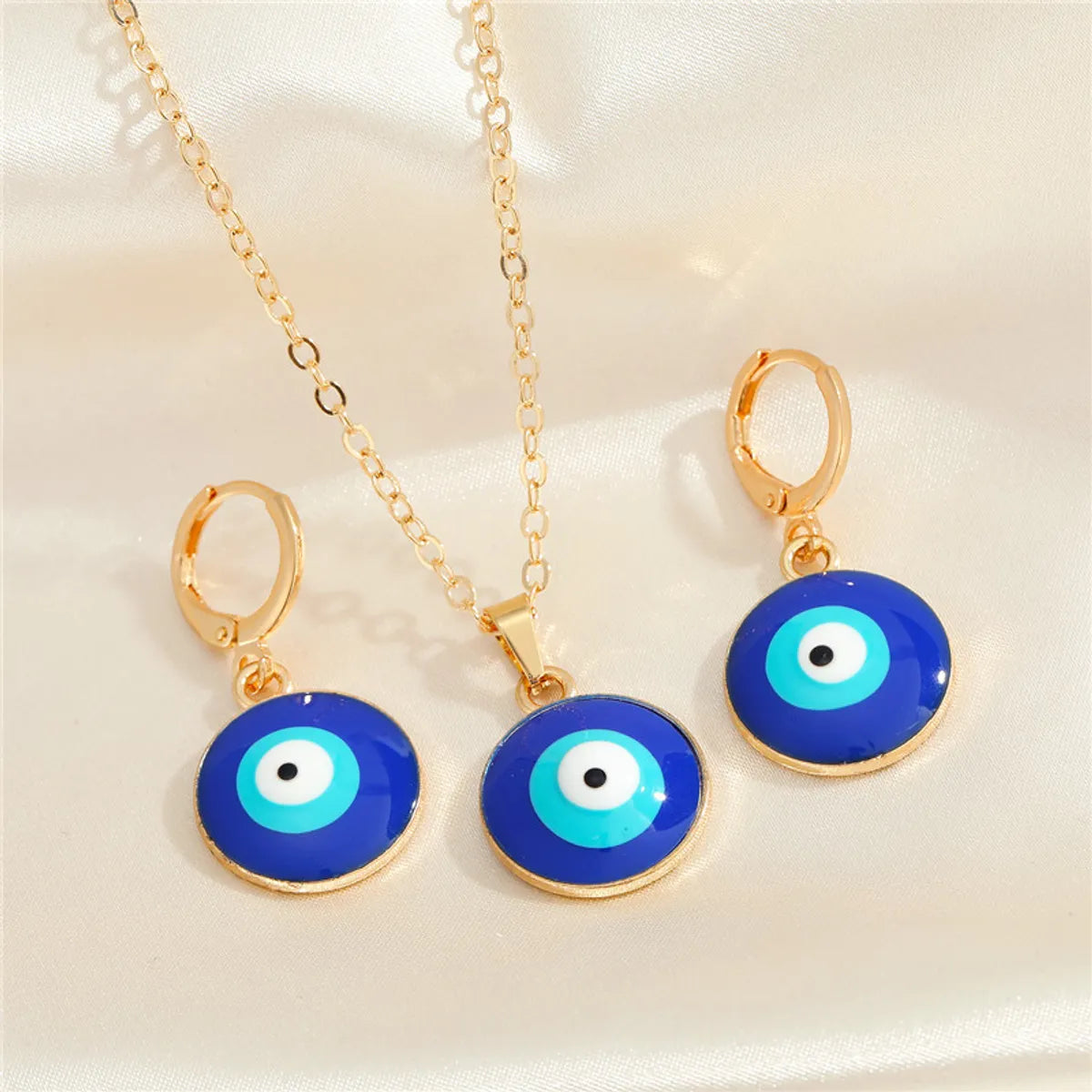 New Jewelry Dark Blue Eyes Creative Turkish Eye Earrings Clavicle Chain