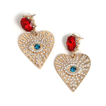 Fashion Heart Diamond Alloy Acrylic Earrings Ear Studs