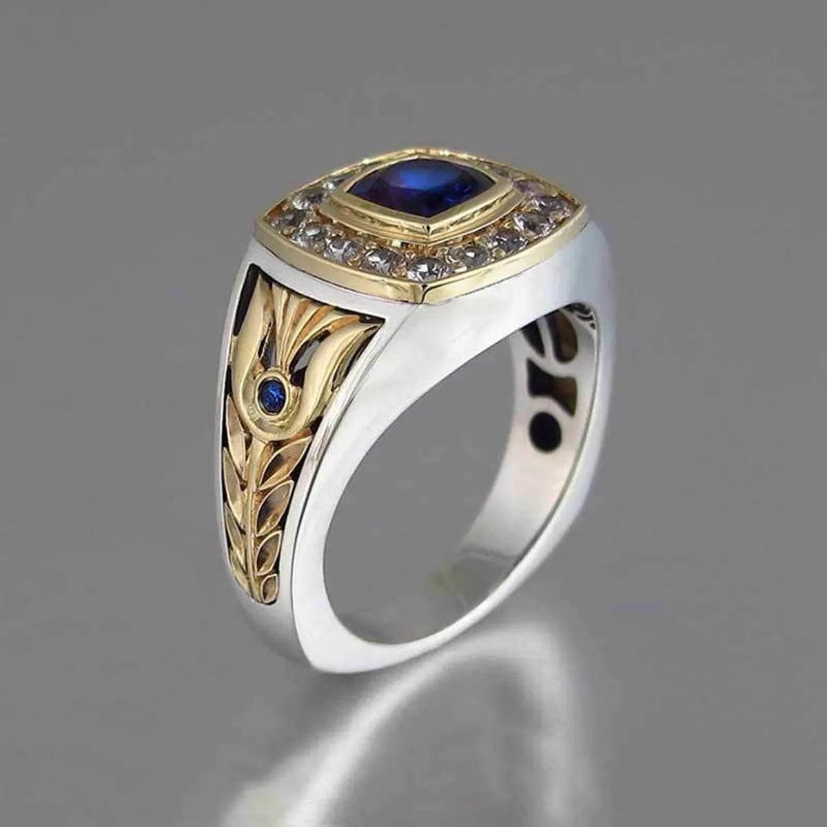 New Jewelry Retro Fashion Two-color Copper Inlaid Zircon Men's Ring Wholesale