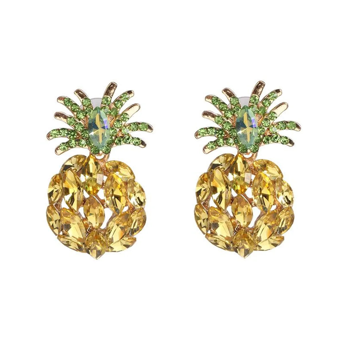 New Jewelry Rhinestone Crystal Pineapple Earrings Fruit Earrings