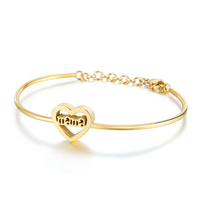 New Korean Mama Heart-shaped Mother's Day Jewelry Adjustable Ladies Bracelet Wholesale