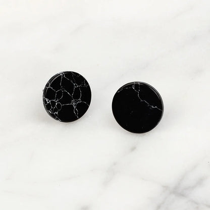 New Korean Simple Marble Black  White Turquoise Wild Round Triangle Earrings For Women