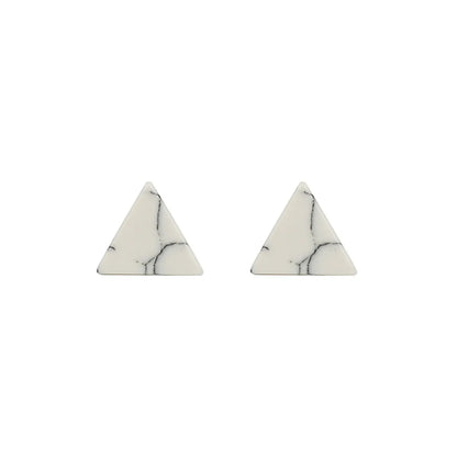 New Korean Simple Marble Black  White Turquoise Wild Round Triangle Earrings For Women