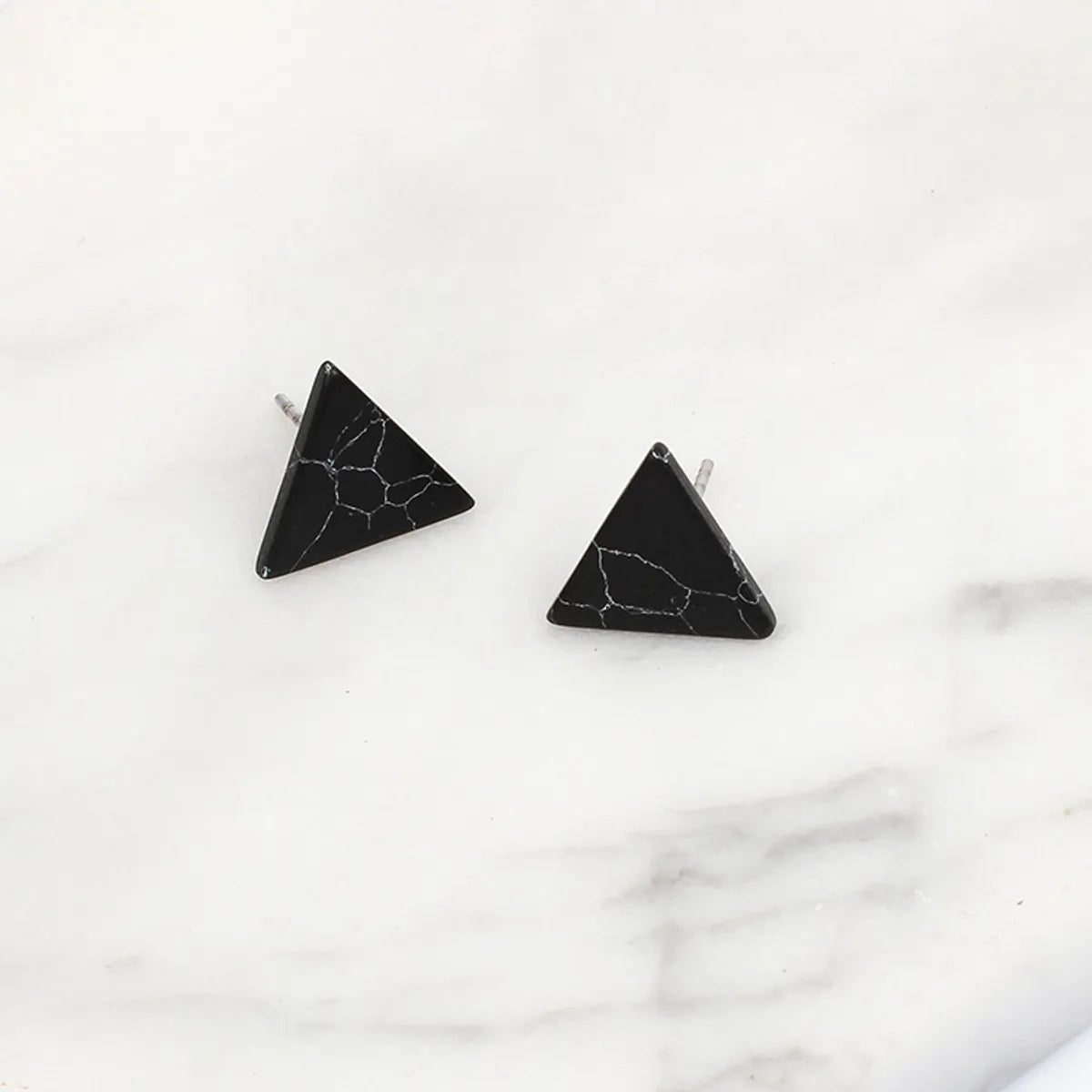 New Korean Simple Marble Black  White Turquoise Wild Round Triangle Earrings For Women