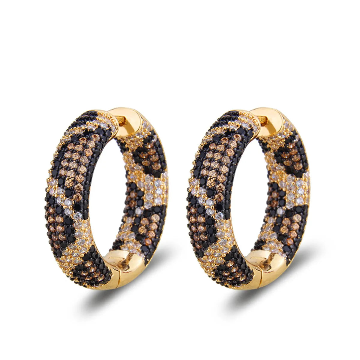 New Leopard Print Zircon Earrings Fashion Copper Gold-plated Full Diamond Variety Of Earrings Jewelry